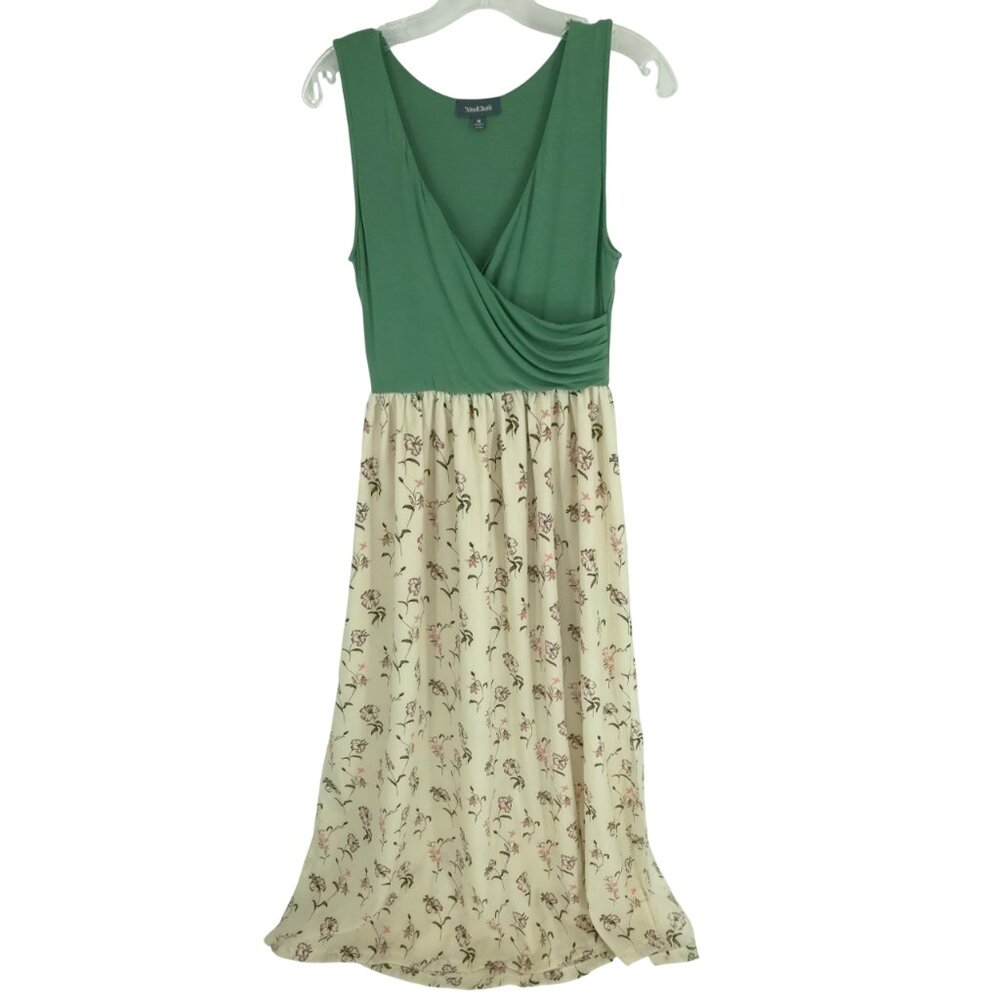 Modcloth Green Floral Boundless Enjoyment Sleeveless Maxi Dress Flowy Casual M